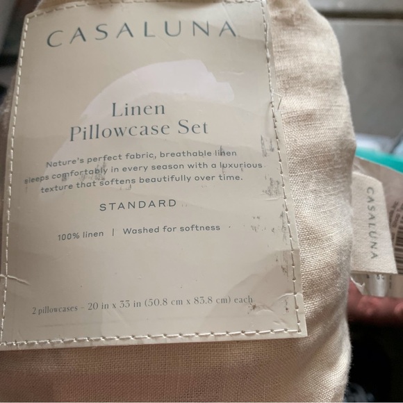 Casaluna 100% Washed Linen Solid Pillowcase Set Natural - Picture 4 of 6